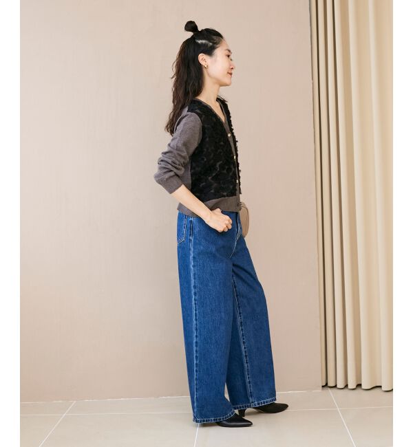  「《手洗い可能》フラワーチュール刺繍Vネックカーディガン」|カーディガン|