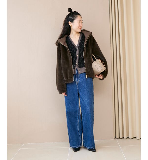  「《手洗い可能》フラワーチュール刺繍Vネックカーディガン」|カーディガン|