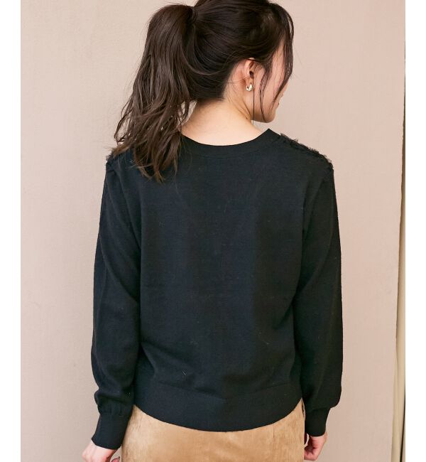  「《手洗い可能》フラワーチュール刺繍Vネックカーディガン」|カーディガン|