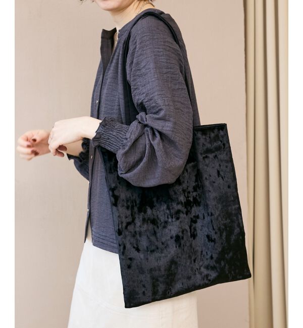  「ベロア3ポケットトートバッグ」|トートバッグ|ブラック