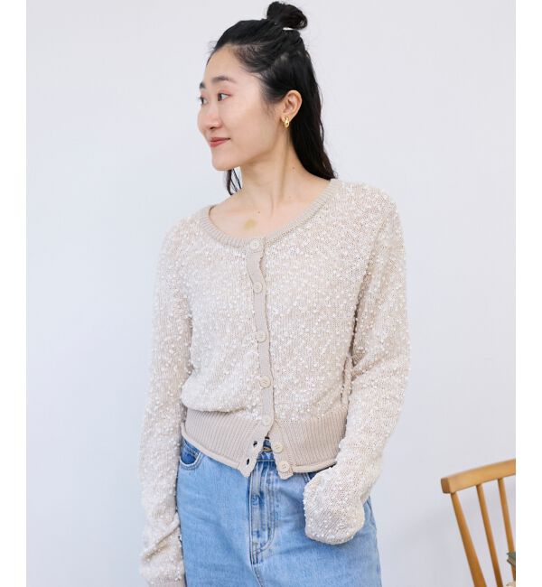  「《WEB限定アイテム》pomponヤーンニットカーディガン」|カーディガン|