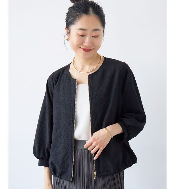  「カラミタンブラータックスリーブブルゾン」|ブルゾン・スタジャン|ブラック