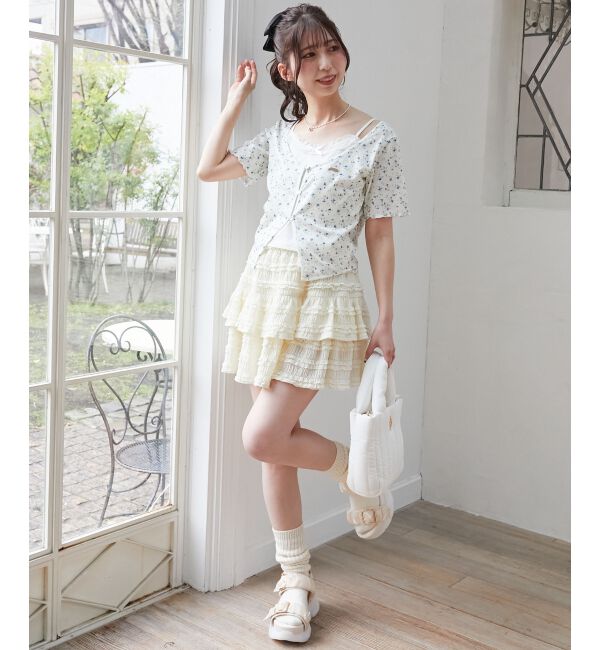  「キャミレイヤードライク半袖トップス」|Tシャツ・カットソー|