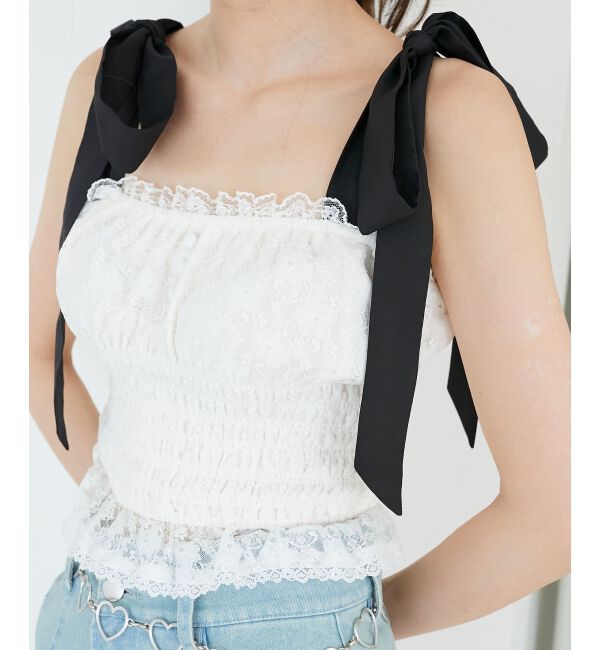  「配色肩リボンビスチェ」|キャミソール|