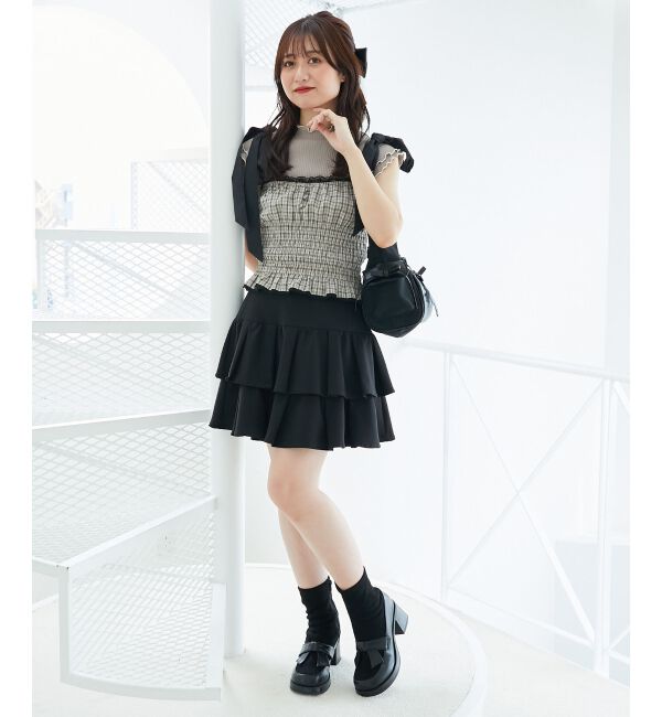  「配色肩リボンビスチェ」|キャミソール|