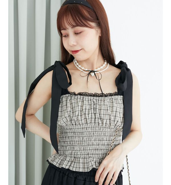  「配色肩リボンビスチェ」|キャミソール|