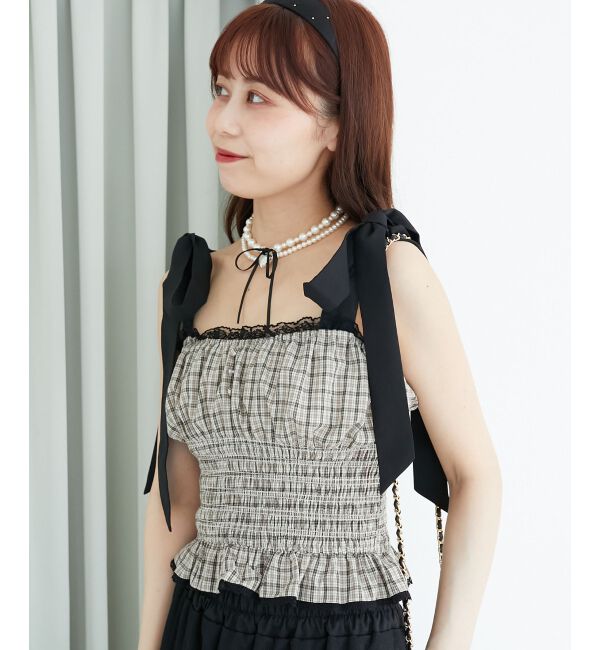  「配色肩リボンビスチェ」|キャミソール|