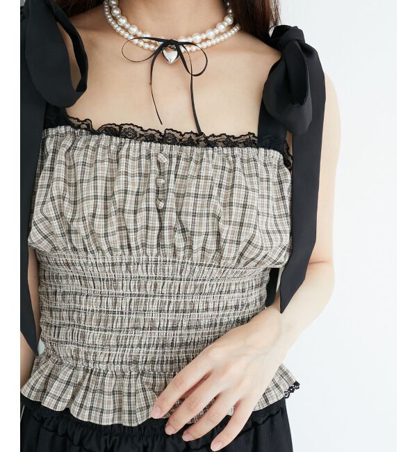  「配色肩リボンビスチェ」|キャミソール|