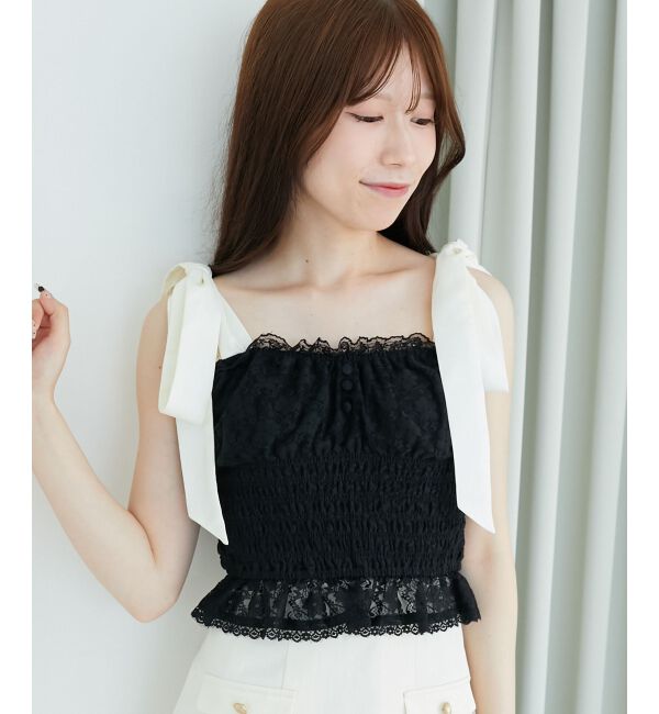  「配色肩リボンビスチェ」|キャミソール|