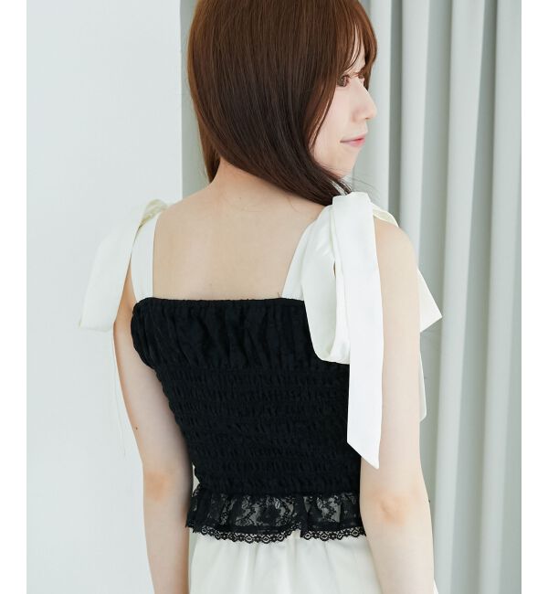 「配色肩リボンビスチェ」|キャミソール|