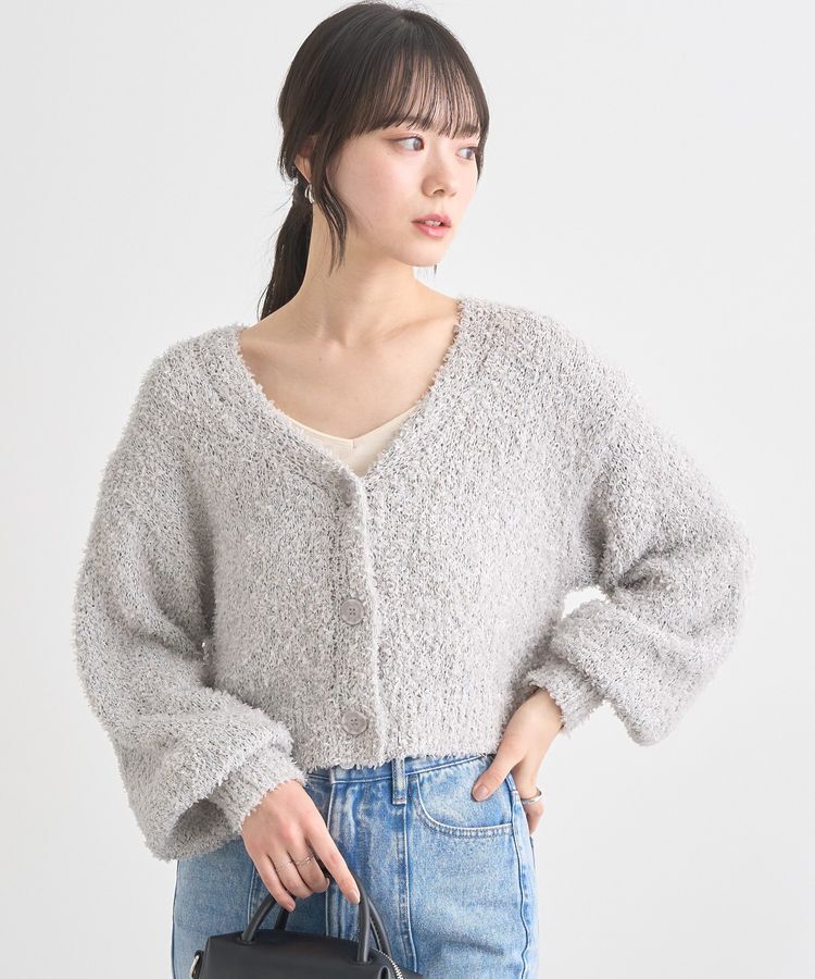 earth music&ecology「リリーヤーンショートニットカーディガン」|カーディガン|Gray