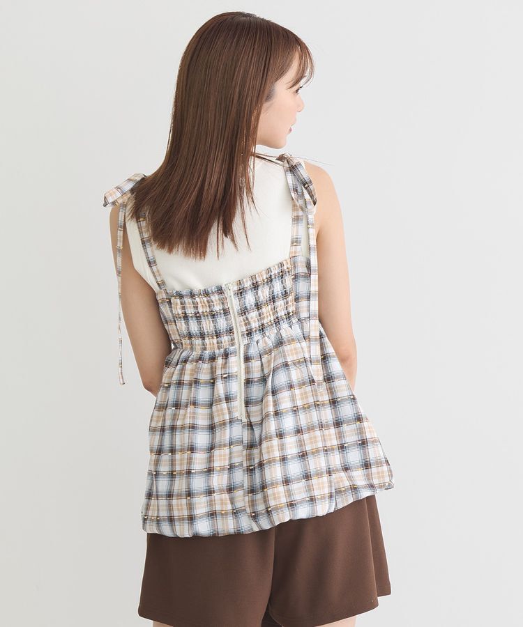 earth music&ecology「チェックパターンバルーンキャミビスチェ」|ベスト・ジレ|