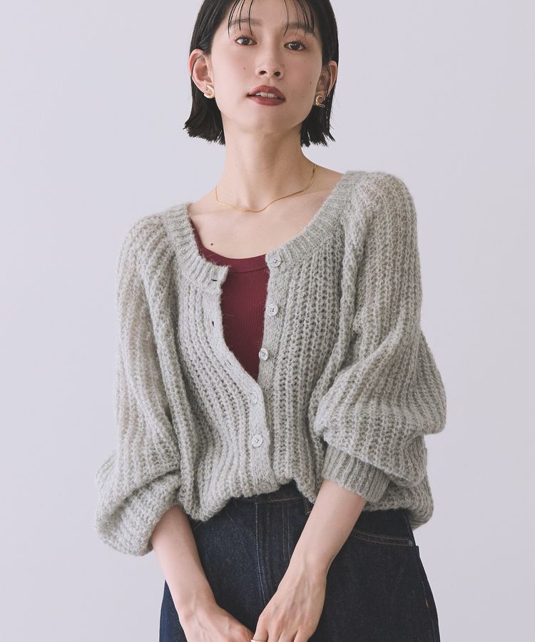 AMERICAN HOLIC「【2WAY】モヘヤ風甘編みカーディガン」|カーディガン|Gray