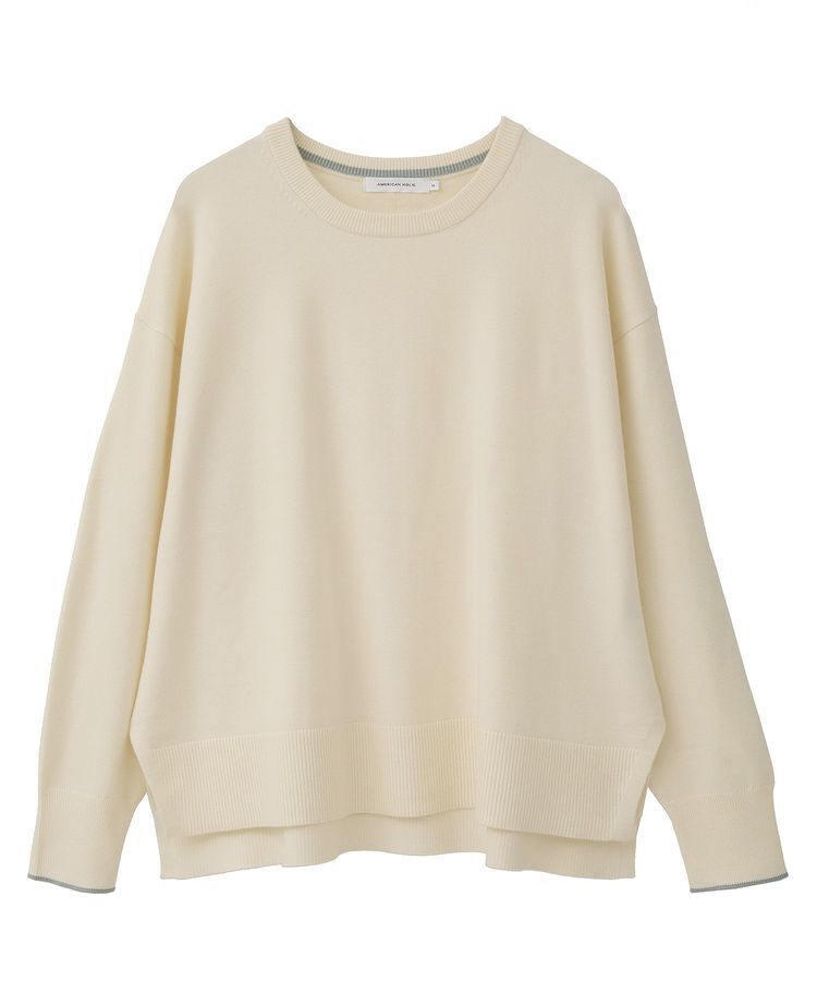 AMERICAN HOLIC「【配色】バイパチクルーネックニットプルオーバー＜静電気軽減＞」|ニット・セーター|