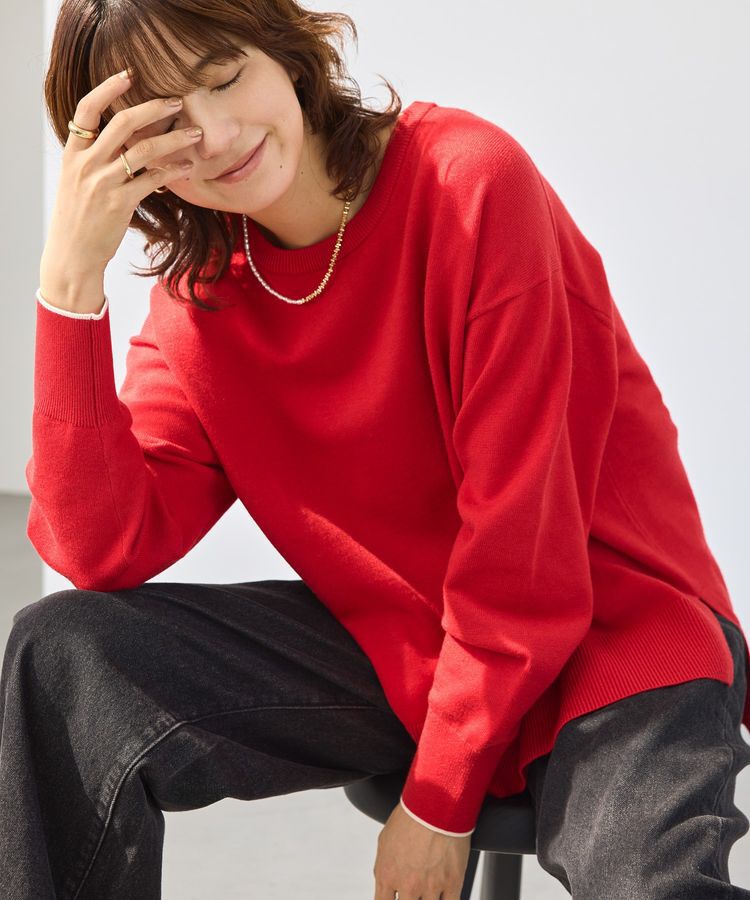 AMERICAN HOLIC「【配色】バイパチクルーネックニットプルオーバー＜静電気軽減＞」|ニット・セーター|