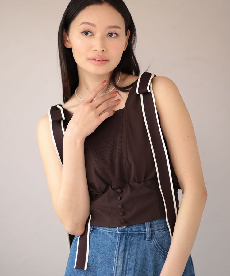 Green Parks「・swing by ショルダーリボンノースリーブ」|Tシャツ・カットソー|