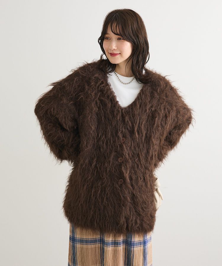 Green Parks「・swing by 2wayロング起毛カーディガン」|カーディガン|