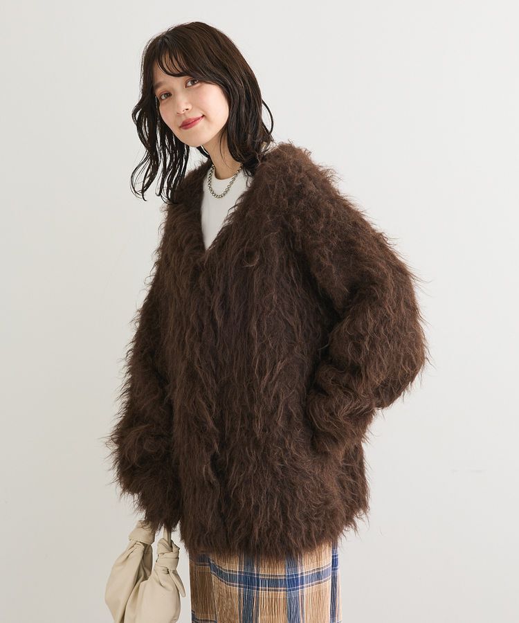 Green Parks「・swing by 2wayロング起毛カーディガン」|カーディガン|