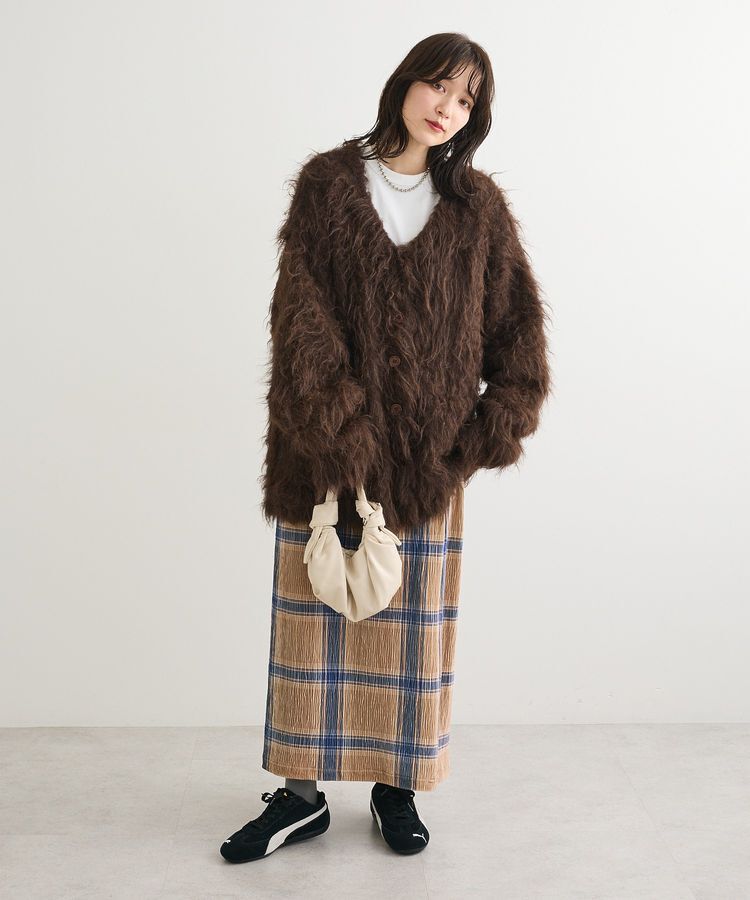 Green Parks「・swing by 2wayロング起毛カーディガン」|カーディガン|