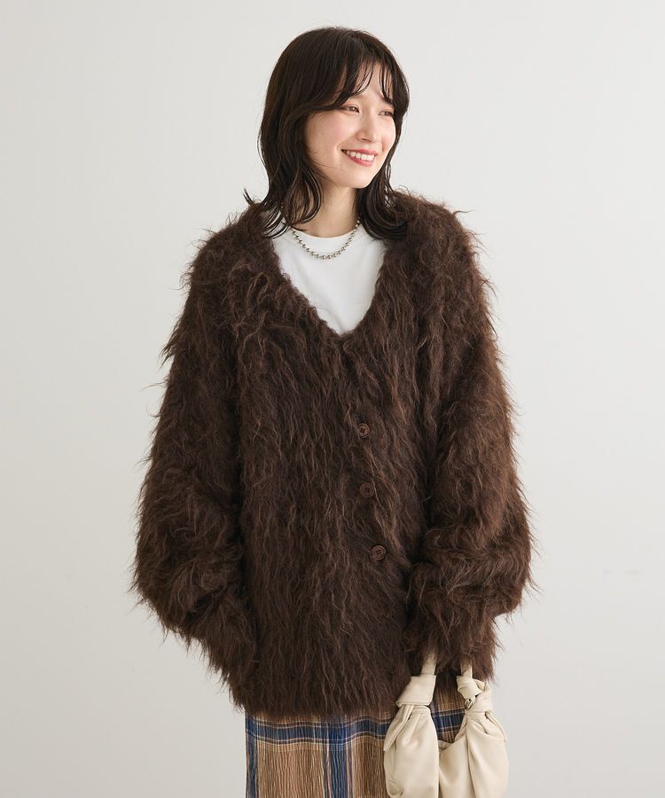 Green Parks「・swing by 2wayロング起毛カーディガン」|カーディガン|