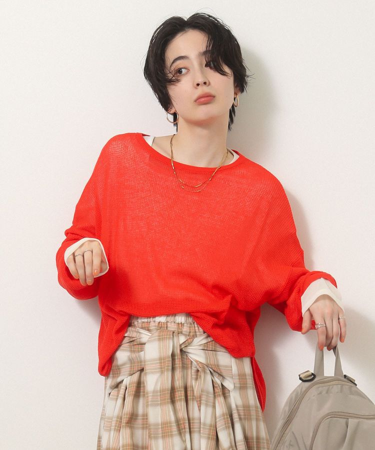 Green Parks「シアーニットプルオーバー」|ニット・セーター|Orange