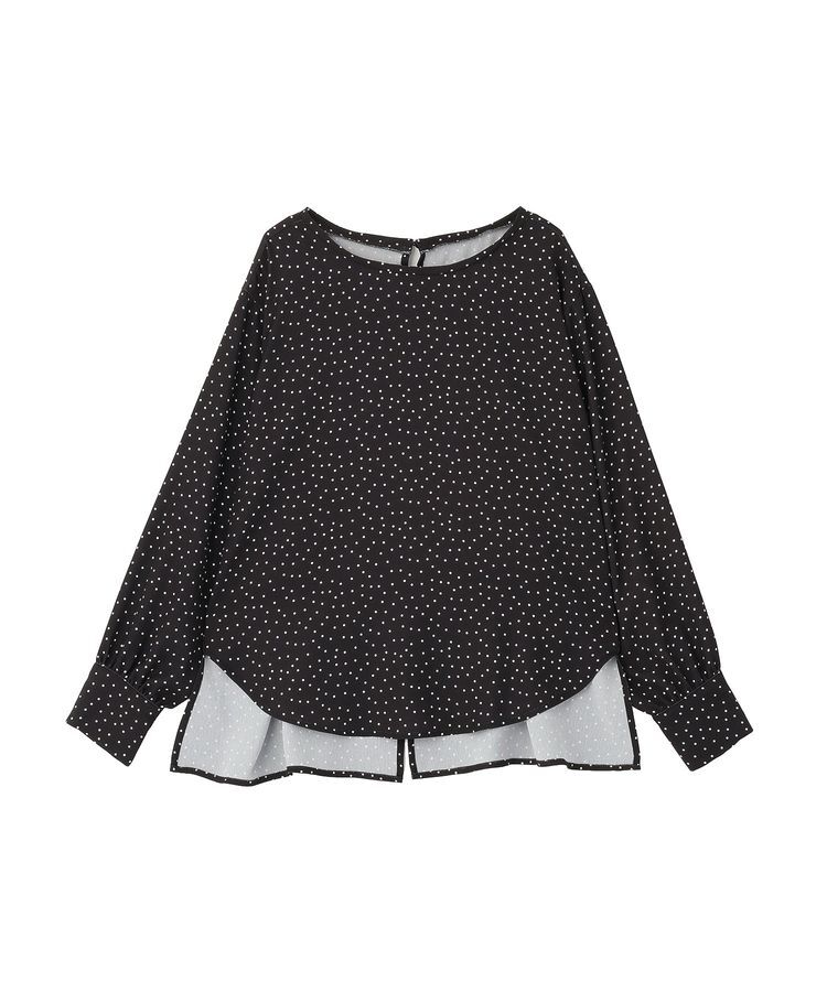 Green Parks「ドットイージーケアバックスリットブラウス」|シャツ・ブラウス|ドットブラック