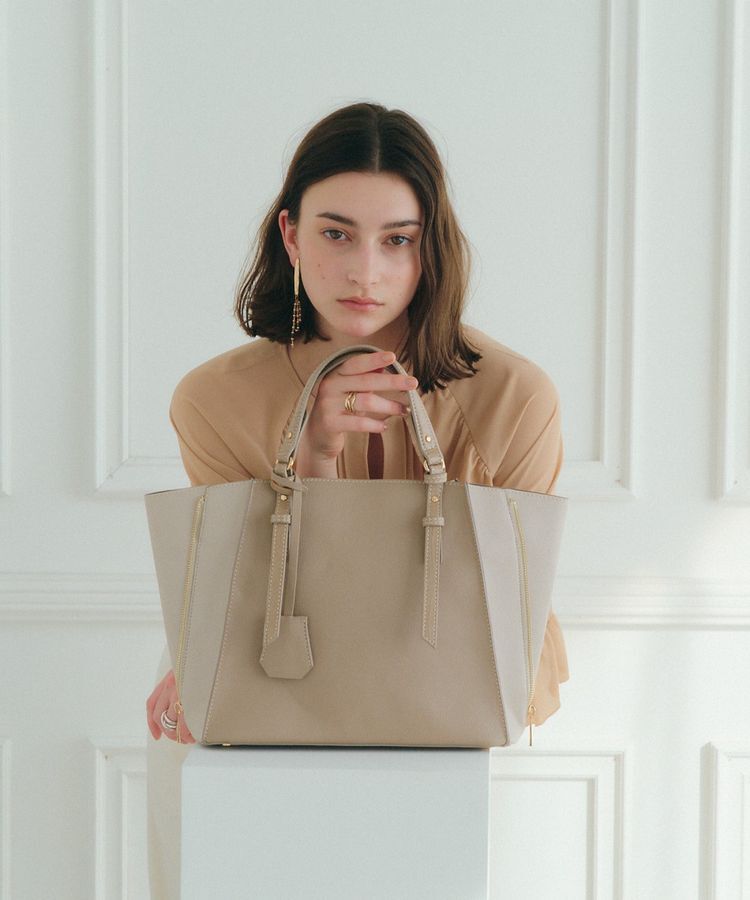 YECCA VECCA「【A4対応】2way配色ZIPデザインバッグ」|トートバッグ|