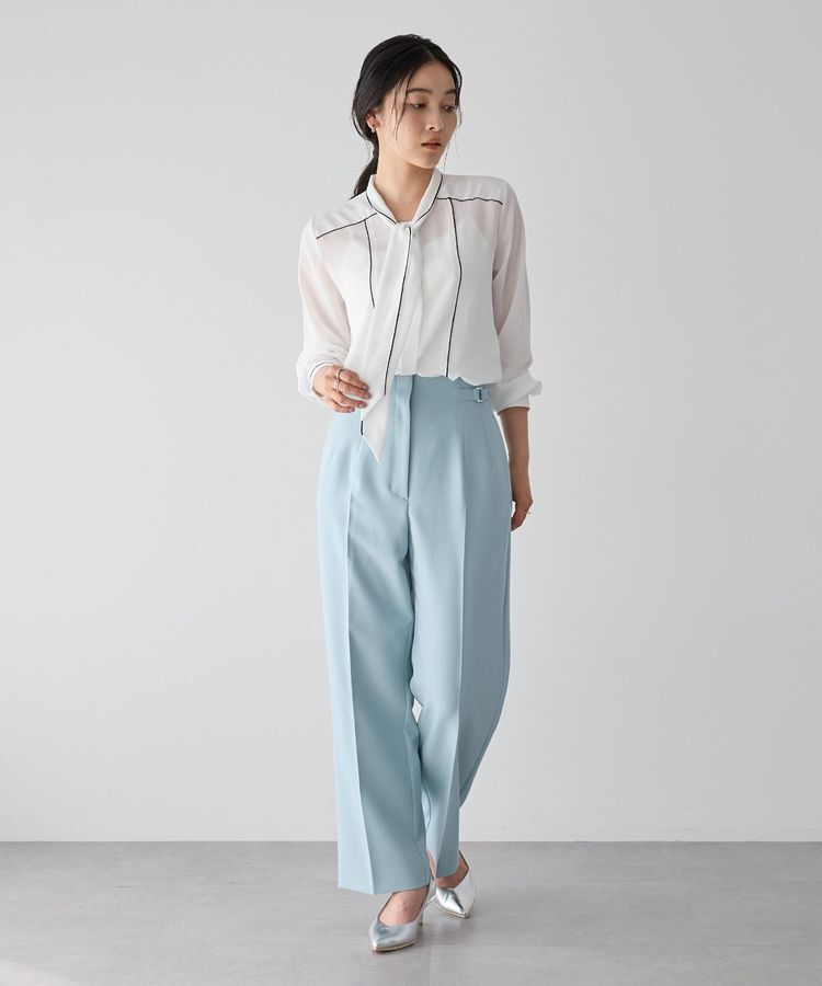 YECCA VECCA「配色ラインボウタイブラウス」|シャツ・ブラウス|