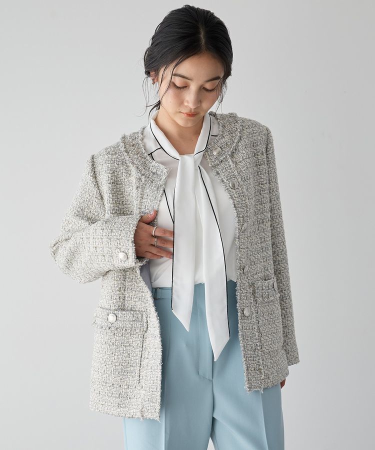 YECCA VECCA「配色ラインボウタイブラウス」|シャツ・ブラウス|