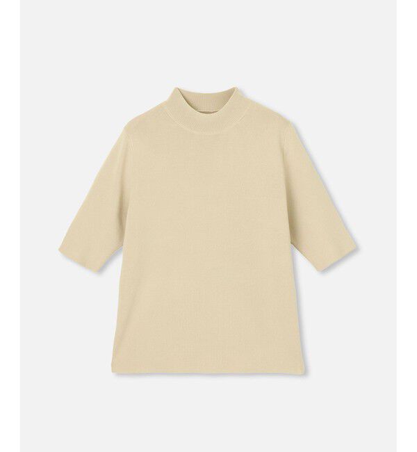 allureville「◇ 総針モックネック5分袖プルオーバー」|ニット・セーター|ベージュ