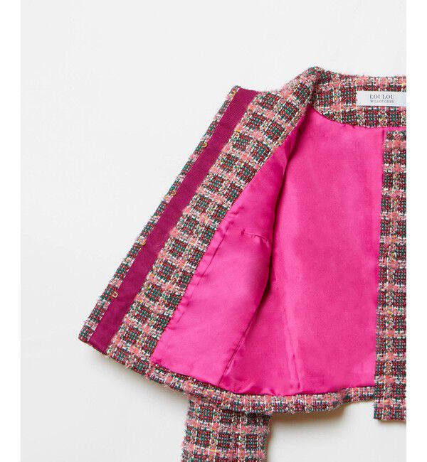 LOULOU WILLOUGHBY「【LOULOU WILLOUGHBY】TOURNIERツイードショートジャケット」|ノーカラージャケット|