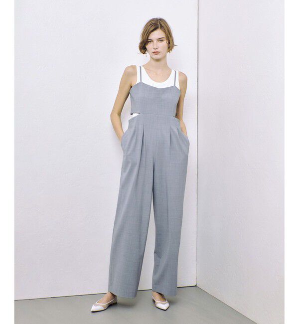 allureville「ストレッチトロサロペットパンツ」|オールインワン|グレー