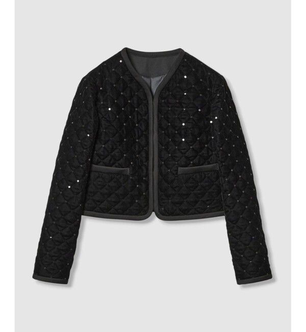 LOULOU WILLOUGHBY「【LOULOU WILLOUGHBY】ベロアキルティングショートジャケット」|ノーカラージャケット|