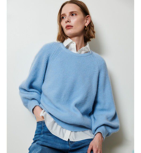 allureville「片畦プルオーバー」|ニット・セーター|ブルー