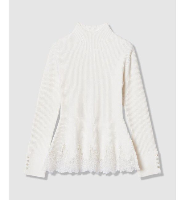 allureville「レースドッキングリブプルオーバー」|ニット・セーター|アイボリー