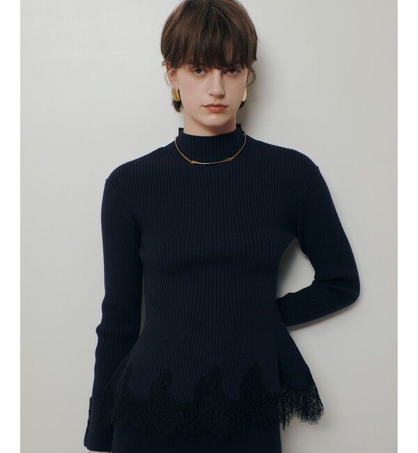 allureville「レースドッキングリブプルオーバー」|ニット・セーター|