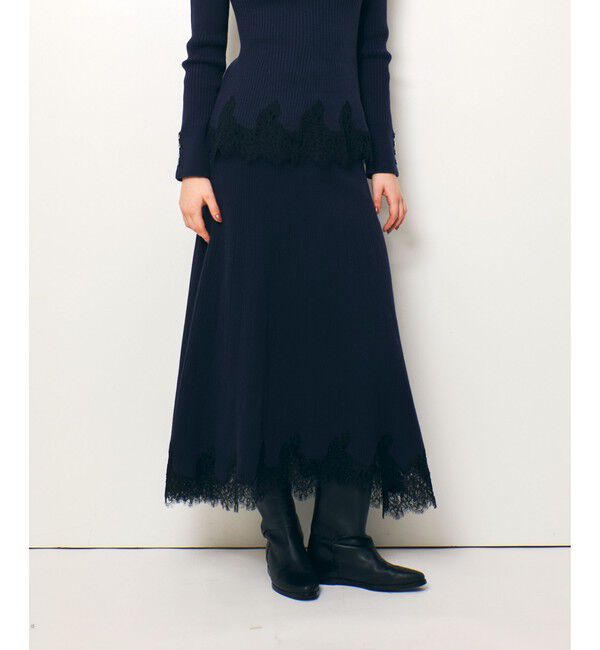 allureville「レースドッキングニットスカート」|スカート|