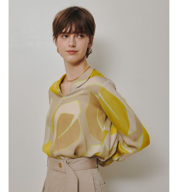 allureville「FASACリーフプリントフレンチカラーシャツ」|シャツ・ブラウス|