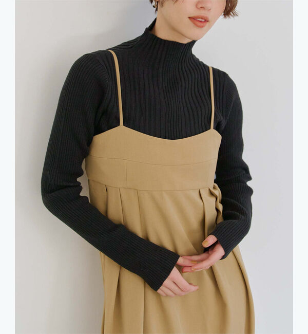 titivate「ランダムリブハイネックニット」|ニット・セーター|ブラック