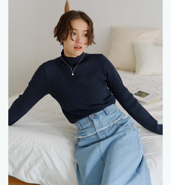 titivate「ランダムリブハイネックニット」|ニット・セーター|