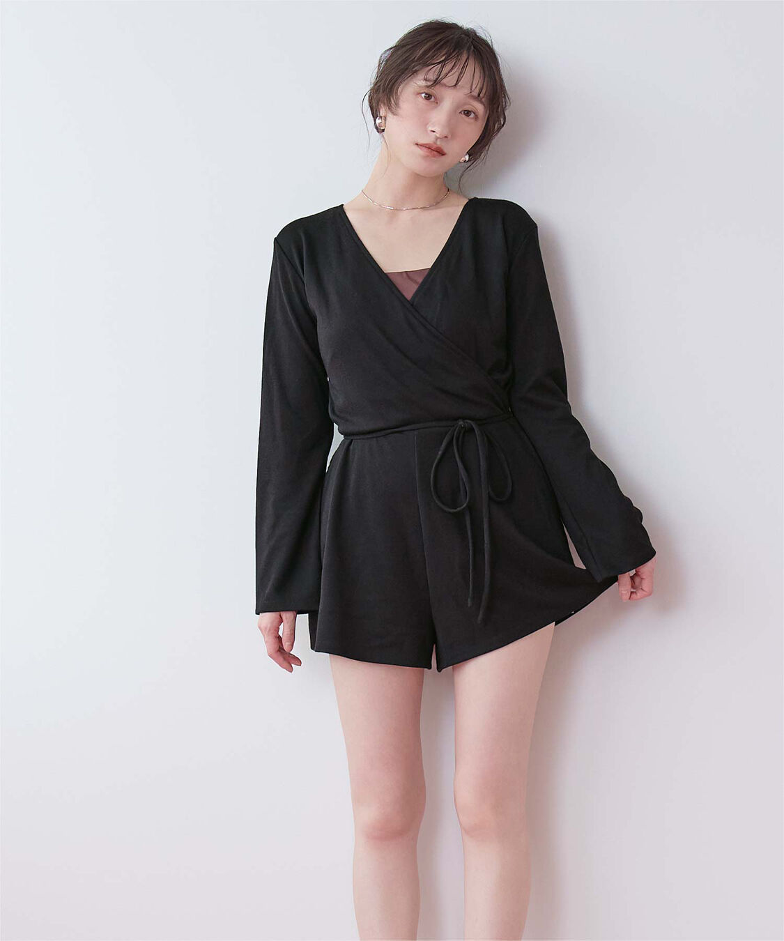 SEA DRESS「細リブカシュクールオールインワン」|コンビネゾン|