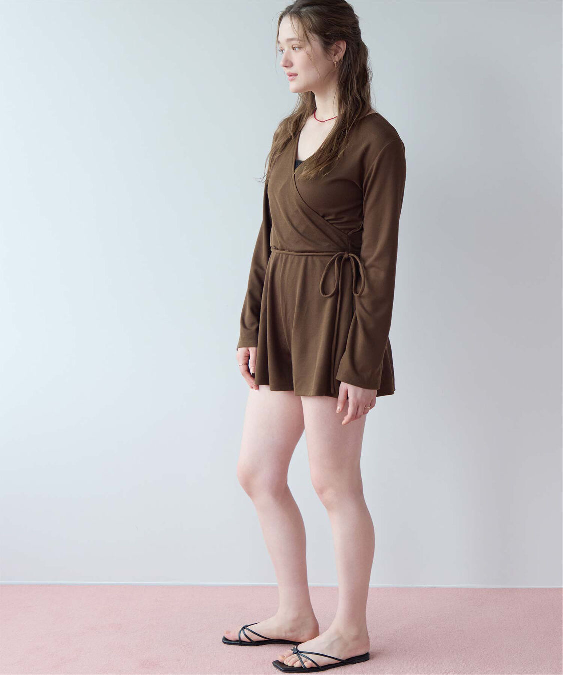 SEA DRESS「細リブカシュクールオールインワン」|コンビネゾン|