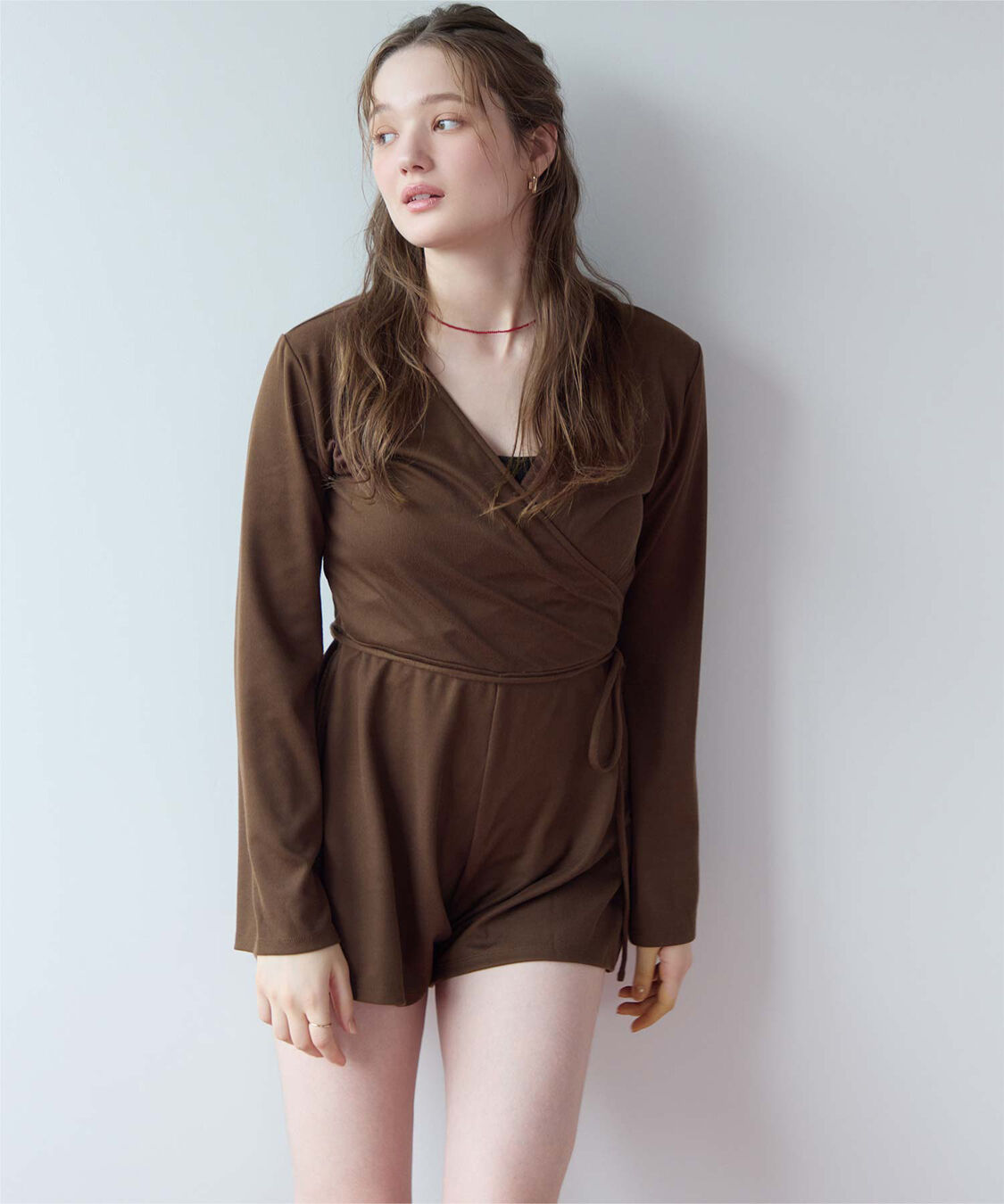 SEA DRESS「細リブカシュクールオールインワン」|コンビネゾン|