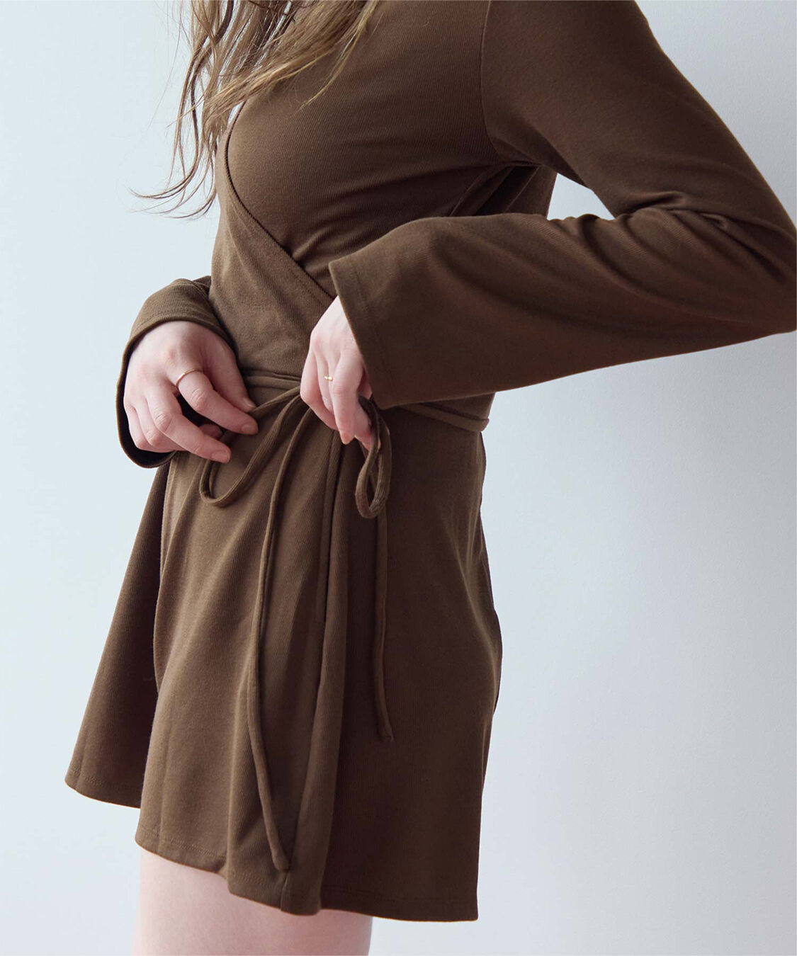 SEA DRESS「細リブカシュクールオールインワン」|コンビネゾン|