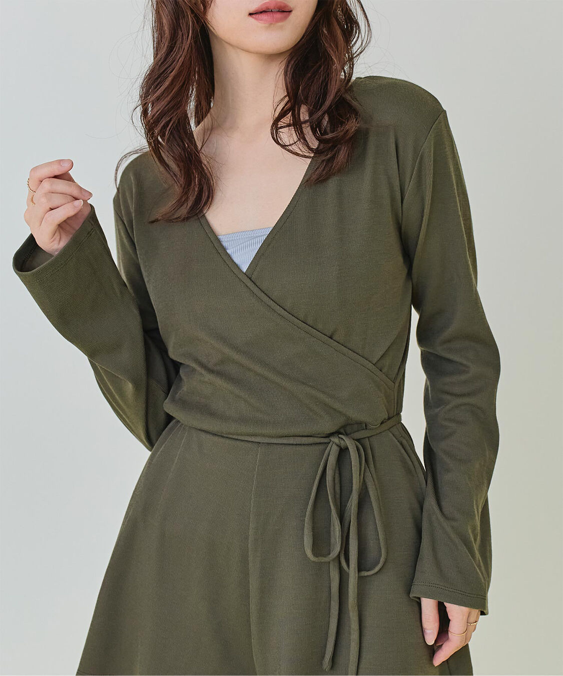 SEA DRESS「細リブカシュクールオールインワン」|コンビネゾン|