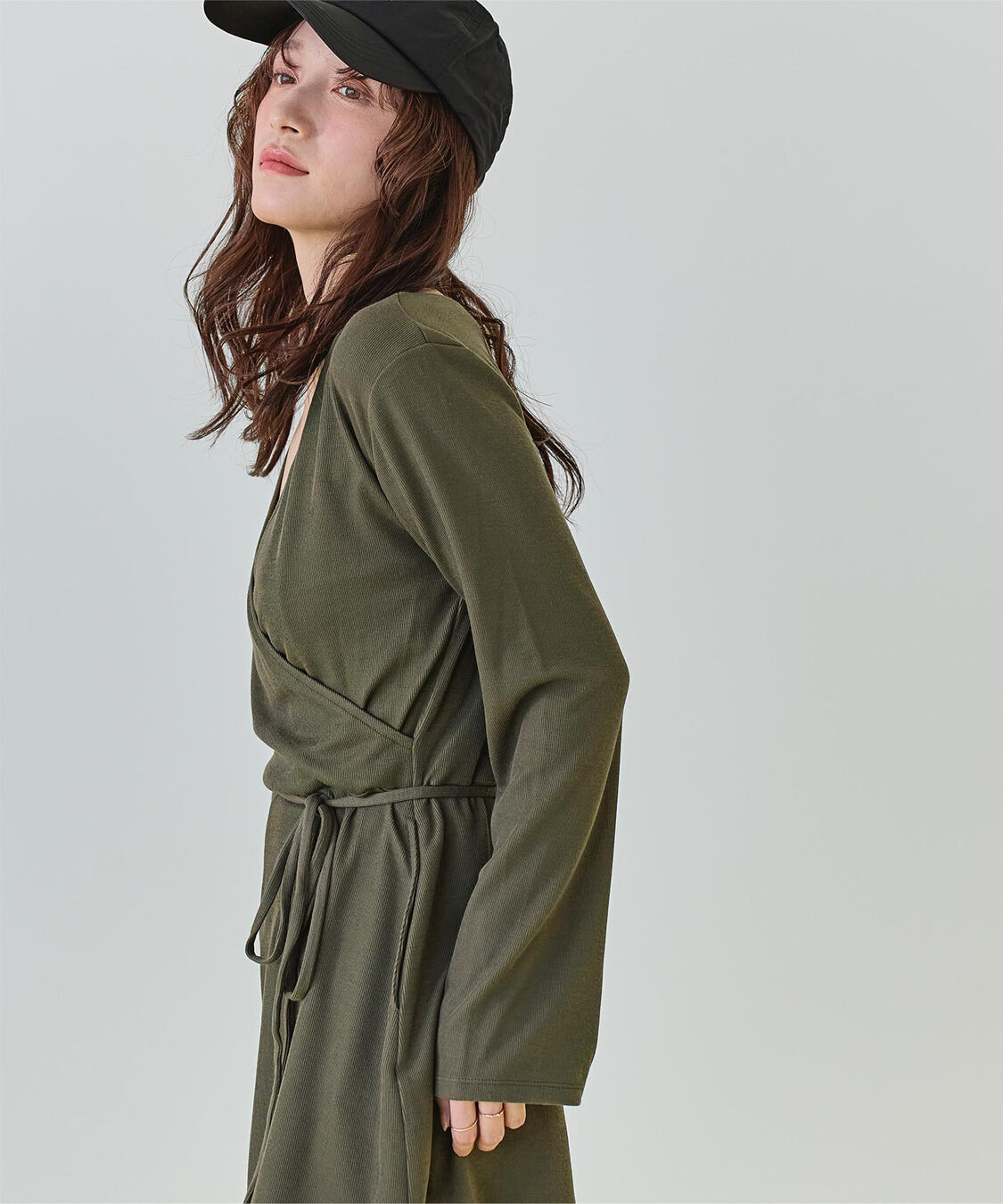 SEA DRESS「細リブカシュクールオールインワン」|コンビネゾン|