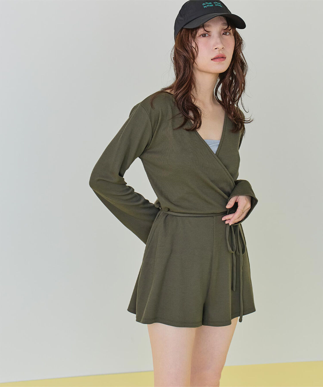 SEA DRESS「細リブカシュクールオールインワン」|コンビネゾン|