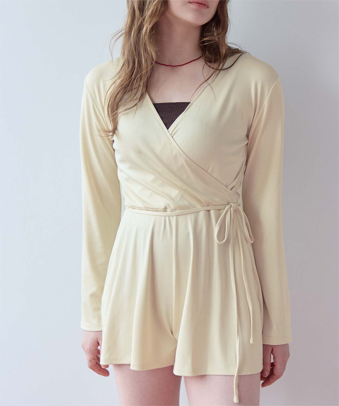 SEA DRESS「細リブカシュクールオールインワン」|コンビネゾン|