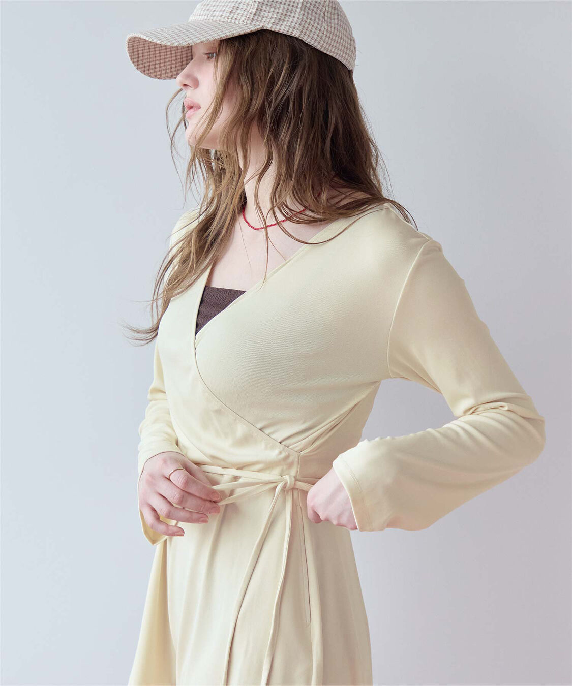 SEA DRESS「細リブカシュクールオールインワン」|コンビネゾン|