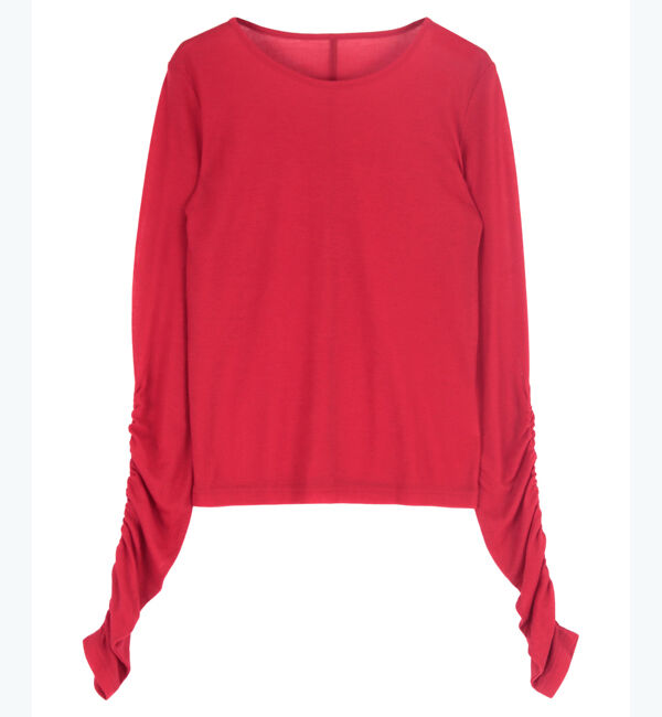 titivate「袖シャーリングシアートップス」|Tシャツ・カットソー|レッド